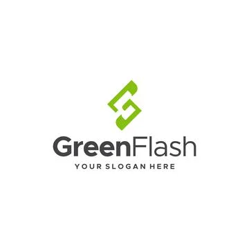 Flat lettermark initial G GreenFlash logo design Stock Illustration