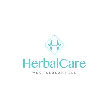 Flat lettermark initial H HerbalCare logo design Stock Illustration