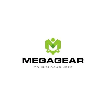 Flat lettermark initial M MEGAGEAR logo design Stock Illustration