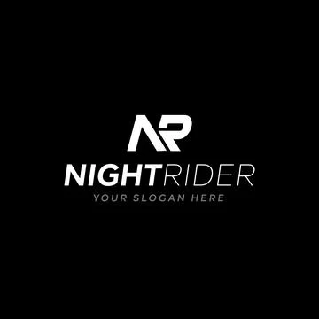 Flat lettermark initial NR NIGHTRIDER logo design Stock Illustration
