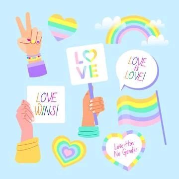 Flat lgbt pride month elements collection 스톡 일러스트