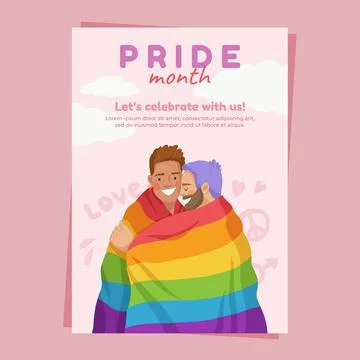 Flat lgbt pride month vertical flyer template Illustrazione stock