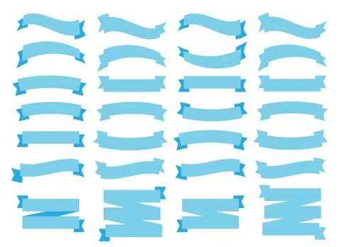 Flat light blue ribbons set. Ribbon vintage banner Stock Illustration