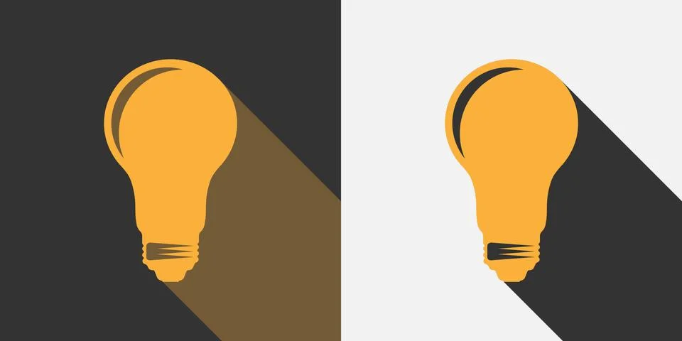Flat light bulb icon with drop shadow イラスト素材