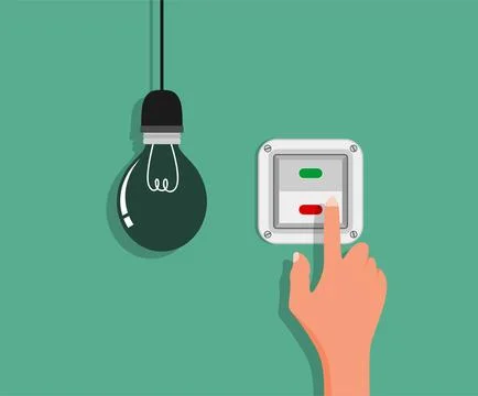 Flat Light Bulbs Turned on and Turned Off with Light Switches on Stock Illustration