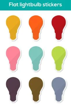 Flat lightbulb stickers Stock Illustration