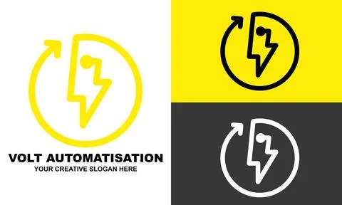 Flat Lightning bolt logo template design in different types Illustrazione stock