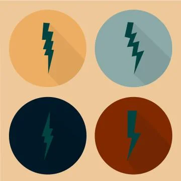 Flat lightning symbols set 스톡 일러스트
