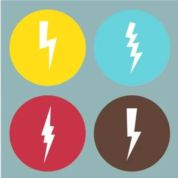 Flat lightning symbols set. Vector Stock-Illustration