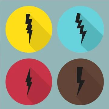 Flat lightning symbols set. Vector 스톡 일러스트