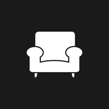 Flat line armchair vector isolated on black background, flat design. Furnit.. Stock Illustration