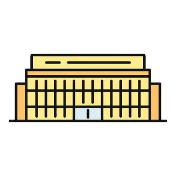 Flat line art drawing a large office building Ilustración de archivo
