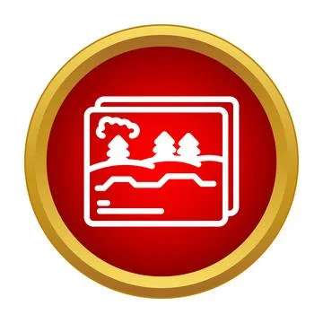 Flat line art image gallery button icon Stock Illustration