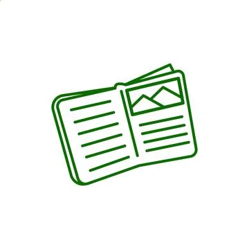 Flat line art open book icon. Book illustration on white background Stock Illustration