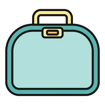 Flat line art turquoise briefcase icon traveling Stock Illustration