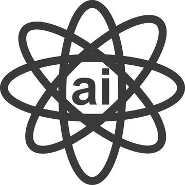 Flat line artificial intelligence icon symbol sign, learning machine Stock Illustration