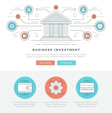 Flat line Business Concept Web Site Header Vector illustration. Stock Illustration