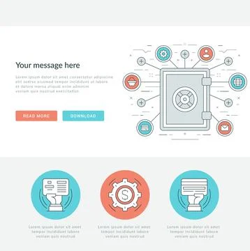Flat line Business Concept Web Site Header Vector illustration. 스톡 일러스트