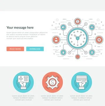 Flat line Business Concept Web Site Header Vector illustration. Stock Illustration