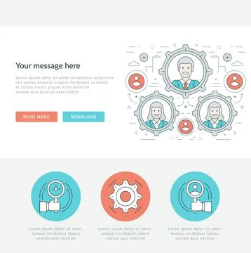 Flat line Business Concept Web Site Header Vector illustration. Stock Illustration