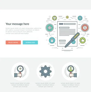 Flat line Business Concept Web Site Header Vector illustration. Stock Illustration