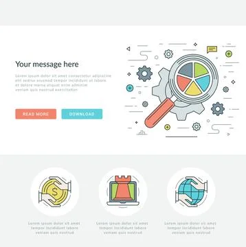 Flat line Business Concept Web Site Header Vector illustration. Ilustración de archivo