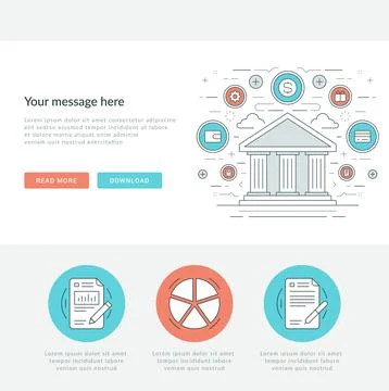 Flat line Business Concept Web Site Header Vector illustration. Stock Illustration