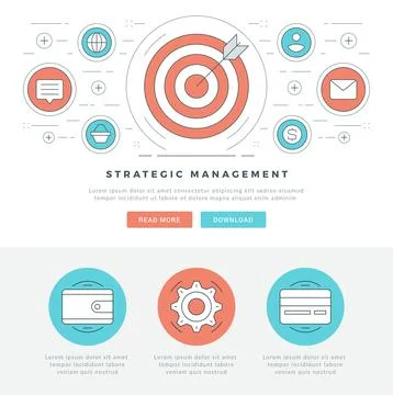 Flat line Business Concept Web Site Header Vector illustration. Modern thin.. Stock Illustration