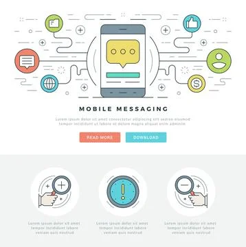 Flat line Business Concept Web Site Header Vector illustration. Modern thin.. Illustrazione stock