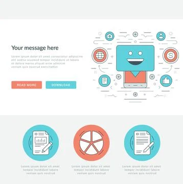 Flat line Business Concept Web Site Header Vector illustration. Modern thin.. Illustrazione stock