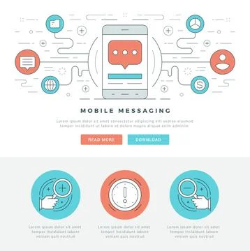 Flat line Business Concept Web Site Header Vector illustration. Stock Illustration