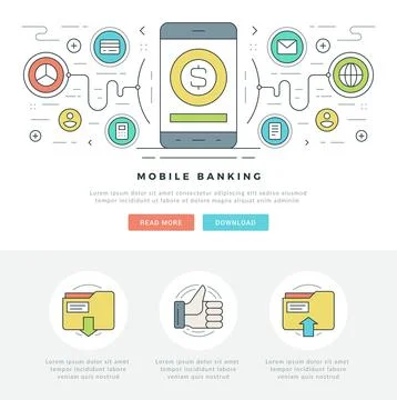Flat line Business Concept Web Site Header Vector illustration. 스톡 일러스트