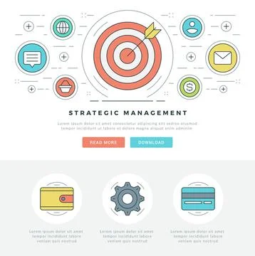 Flat line Business Concept Web Site Header Vector illustration. Stock Illustration