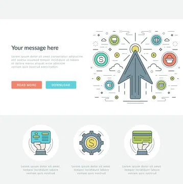 Flat line Business Concept Web Site Header Vector illustration. Stock Illustration