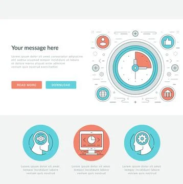 Flat line Business Concept Web Site Header Vector illustration. Stock Illustration
