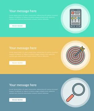 Flat line Business Concept Web Site Banners Set Vector illustration. Stock Illustration
