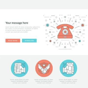 Flat line Business Concept Web Site Header Vector illustration. Stock Illustration