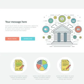Flat line Business Concept Web Site Header Vector illustration. Ilustración de archivo