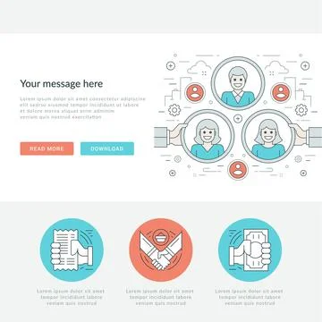 Flat line Business Concept Web Site Header Vector illustration. Ilustración de archivo