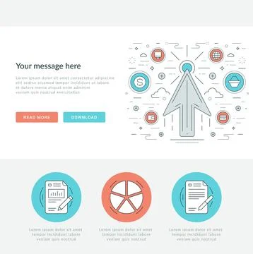 Flat line Business Concept Web Site Header Vector illustration. Stock Illustration