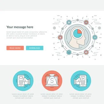 Flat line Business Concept Web Site Header Vector illustration. 스톡 일러스트