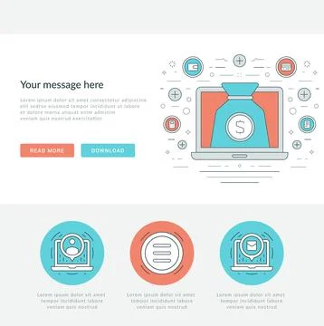 Flat line Business Concept Web Site Header Vector illustration. Ilustración de archivo