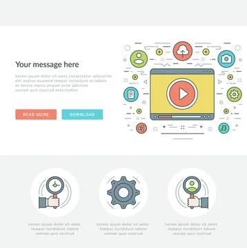 Flat line Business Concept Web Site Header Vector illustration. Stock Illustration