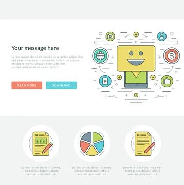 Flat line Business Concept Web Site Header Vector illustration. Stock Illustration