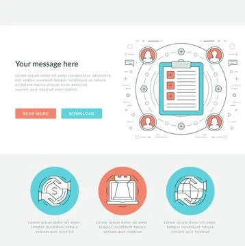 Flat line Business Concept Web Site Header Vector illustration. Stock Illustration