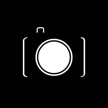 Flat line camera icon on a black background イラスト素材