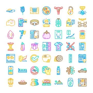 Flat line design icons collection exploring various concepts Stock Illustration