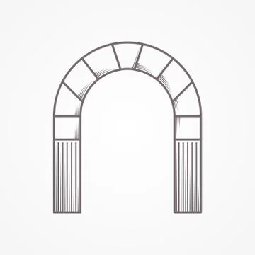 Flat line design round arch Stock Illustration