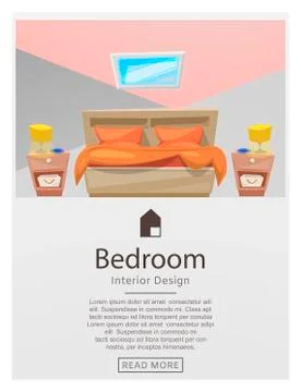 Flat line design of web banner template with outline icons of bedroom interior Stock Illustration