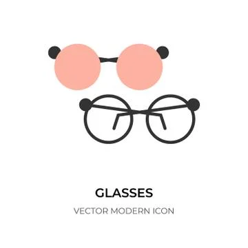 Flat line glass black optical vision sun vector Stock Illustration